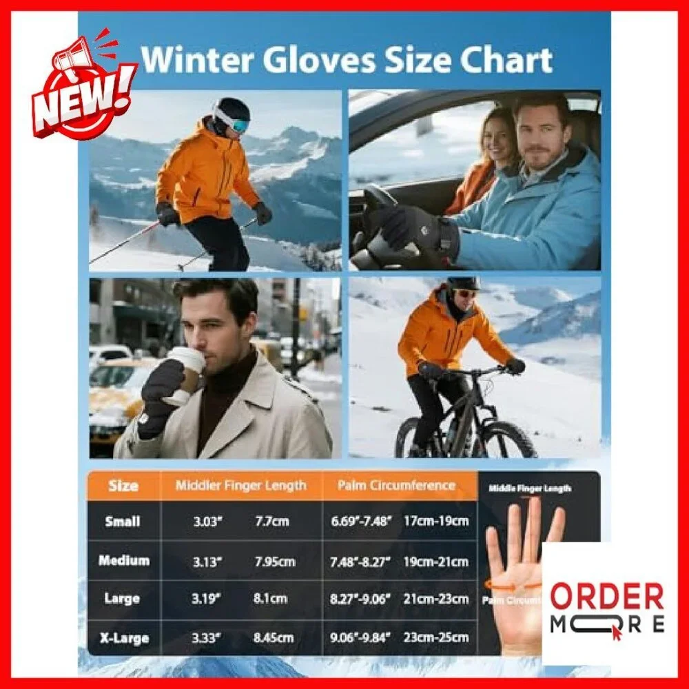 Waterproof Winter Gloves with 3M Thinsulate & Touchscreen Tech